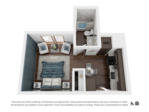 Studio floor plan at The Fitz, Oregon, 97210